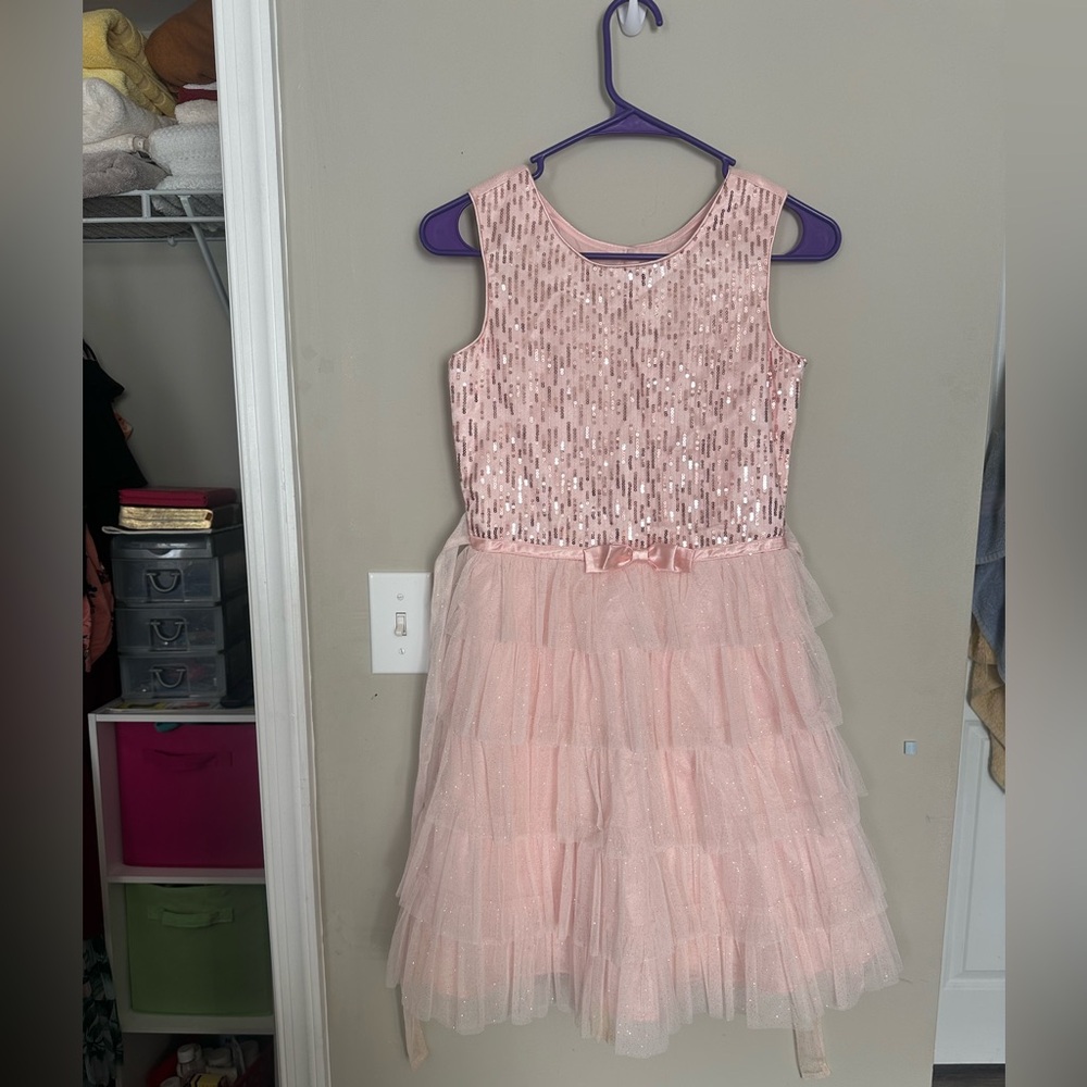 Elegant Pink Sequin Kids Formal Dress